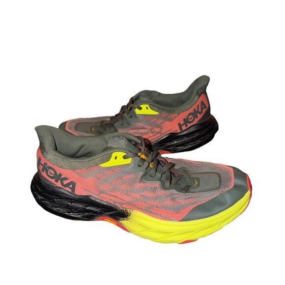 Hoka speedgoat 5 Men\'s Running Shoe - Coral Gray Yellow size 10.5 D main image 6
